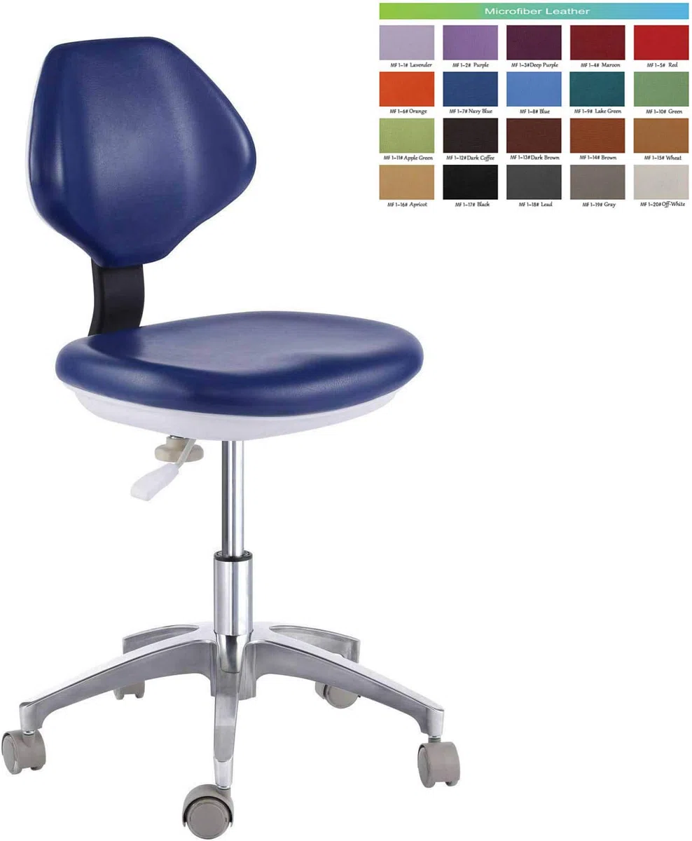 Dentalstuhl Hocker Assistent Stuhl Hocker mit Armlehne, Höhenverstellbar, Mikrofaser-Leder, Blau