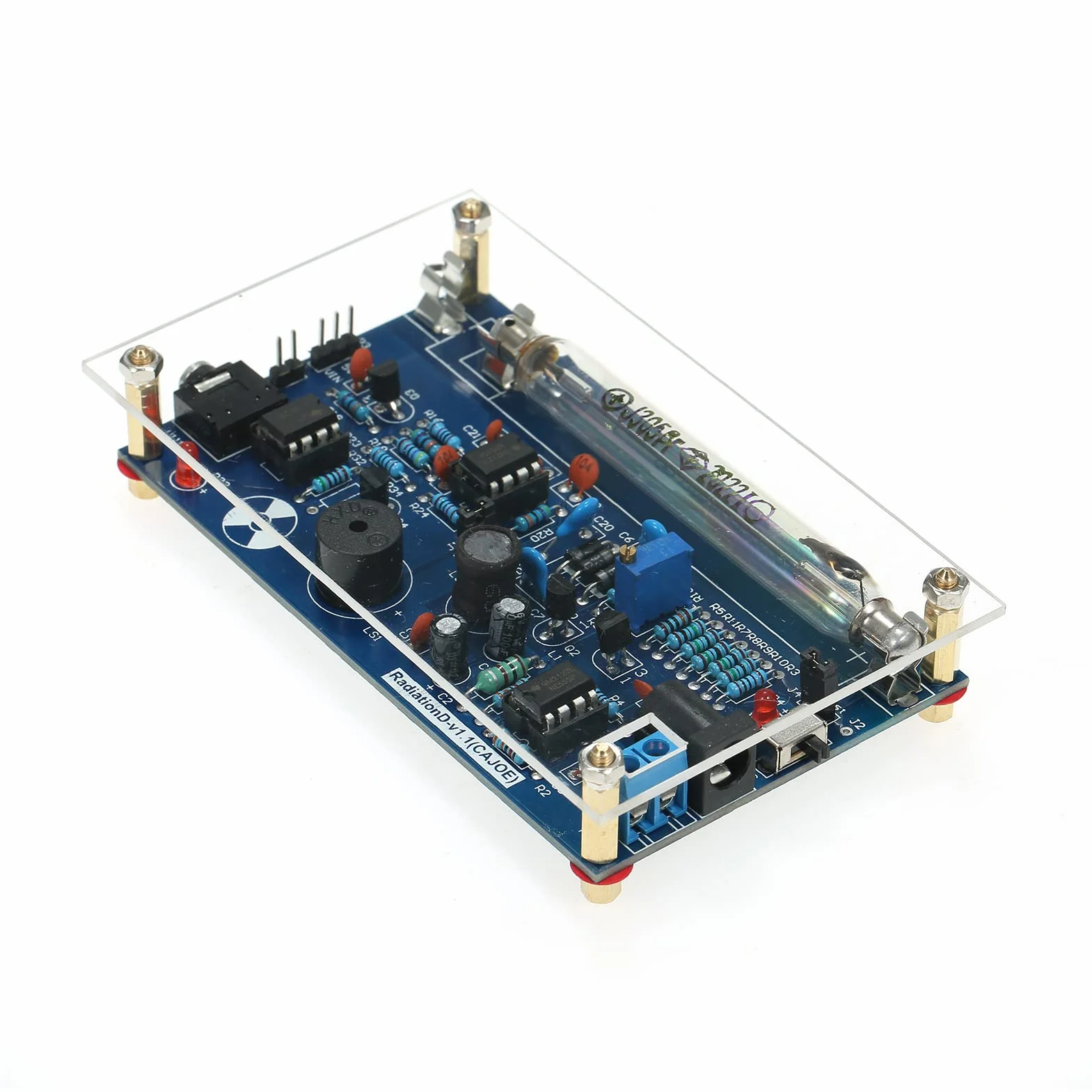 Shkalacar DIY Miller Tube Zusammengebautes Strahlungsdetektorsystem, Tube Nuclear Radiation Detector Geiger Counter Kit Module Experimental Module