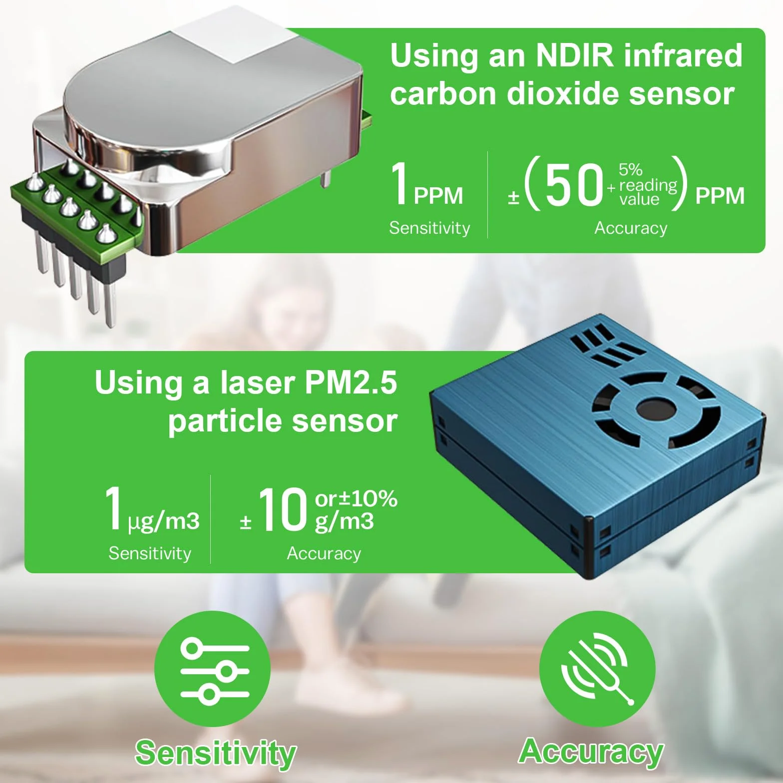 10 IN 1 Luftqualität Messgerät Melder, NDIR WiFi Luftqualitätsmonitor mit AQI/CO2/PM1.0/PM2.5/PM10/HCHO/TVOC, Temperatur & Luftfeuchtigkeit, Tragbar Formaldehyd-Detektor mit Smart APP für Haus Büro