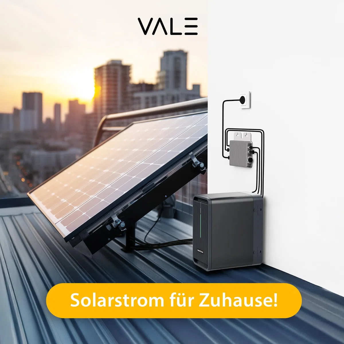 VALE Balkonkraftwerk Bifazial 450 Wp Full Black - Marstek-M2-800 Wechselrichter - Solaranlage - Hochwertiges Solarpanel Set - 3m AC-Kabel