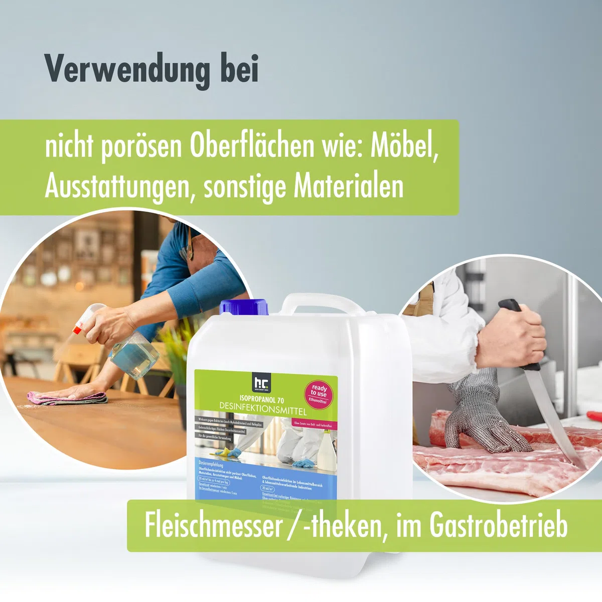 Höfer Chemie 5 L Zugelassenes Desinfektionsmittel für Oberflächen - anwendungsfertig - auch geeignet für Lebensmittelindustrie