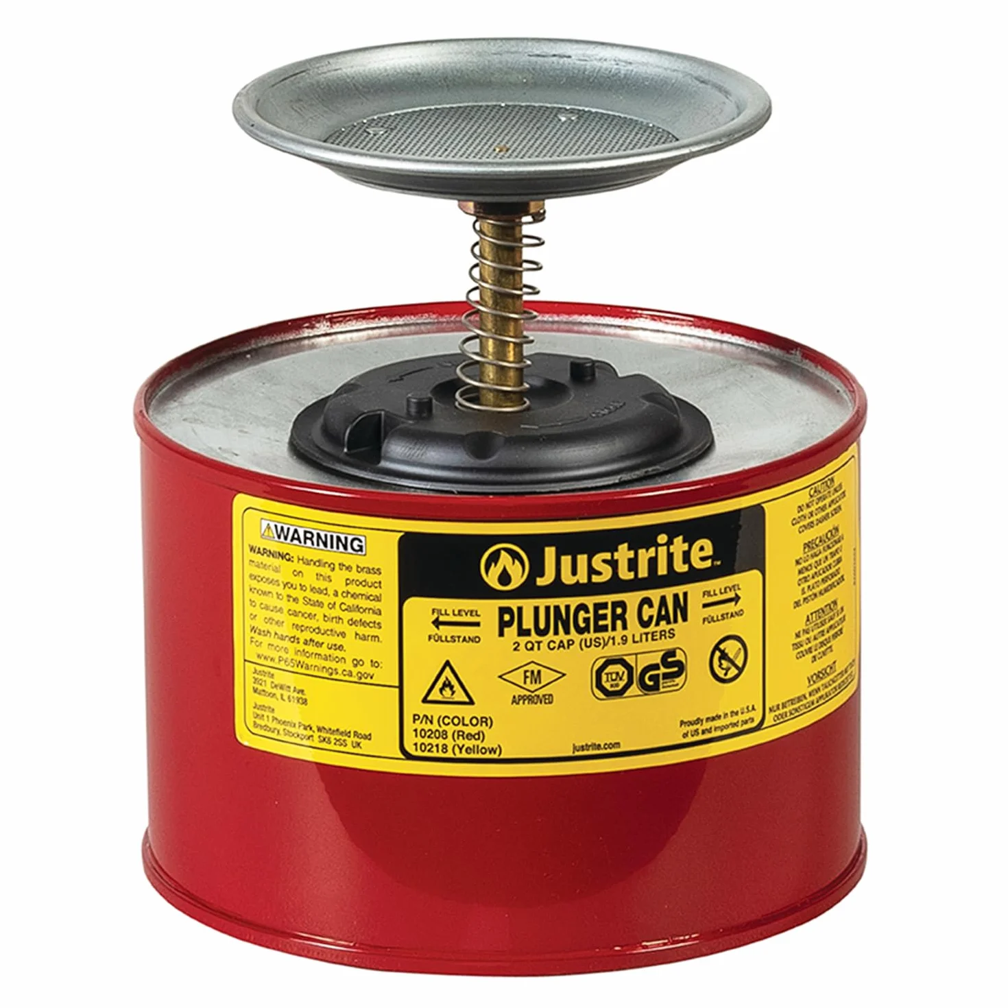 Justrite 10208 Sparanfeuchter 2L 18.4cm x 20cm Rot