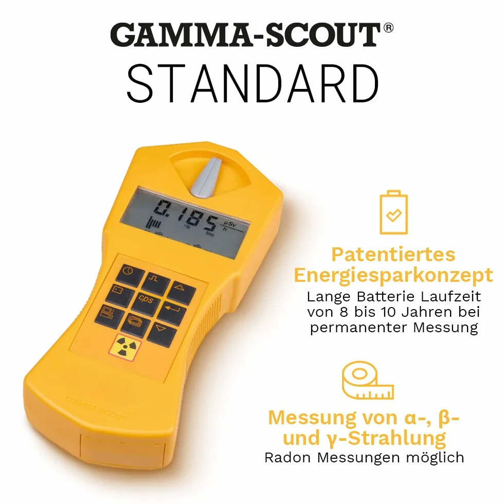 Standard | Geigerzähler für Radioaktivität - Profi Messgerät für Alpha-, Beta- & Gamma-Strahlen - Verwendung als Personen-Dosimeter - inkl. USB-Schnittstelle & Auswertungssoftware