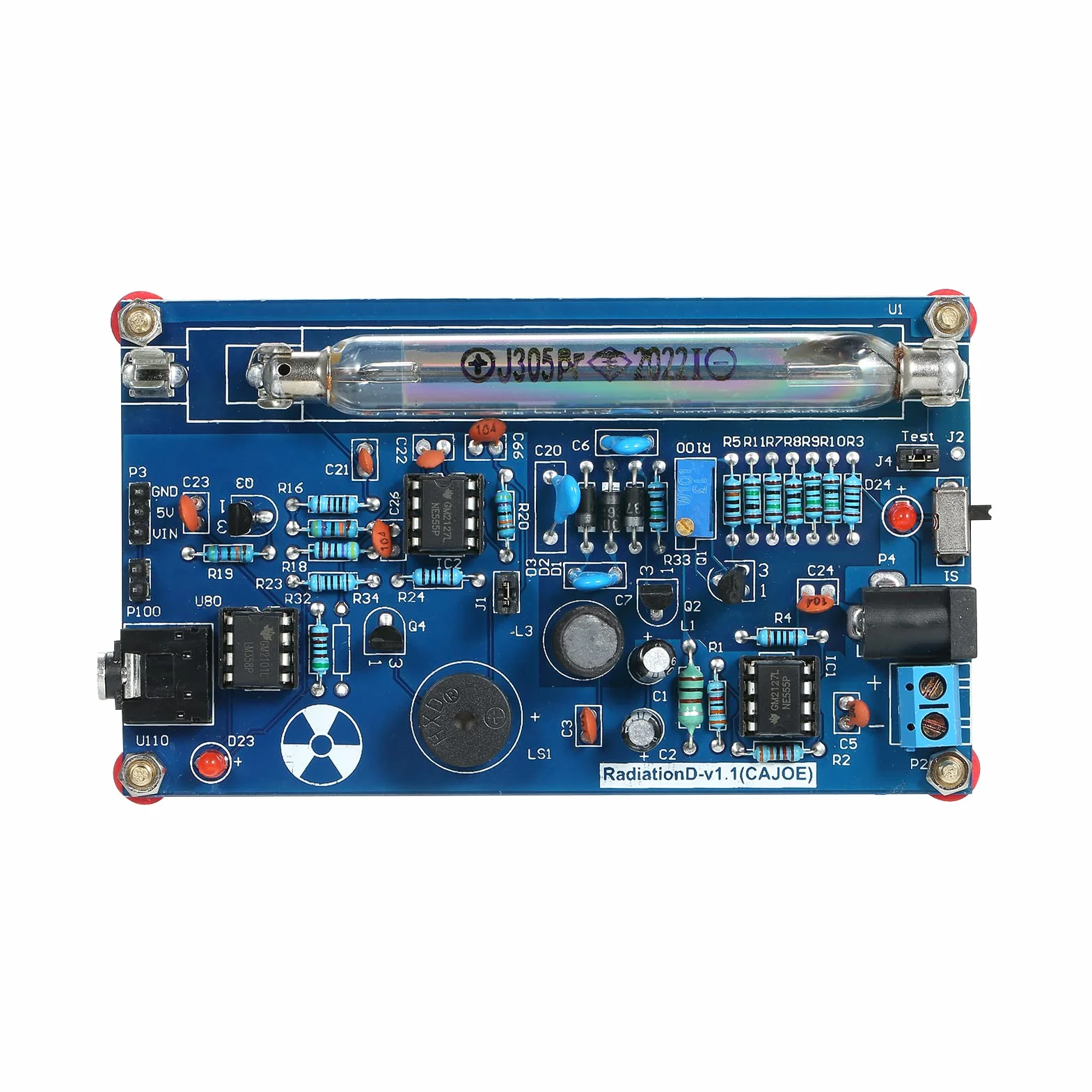Shkalacar DIY Miller Tube Zusammengebautes Strahlungsdetektorsystem, Tube Nuclear Radiation Detector Geiger Counter Kit Module Experimental Module