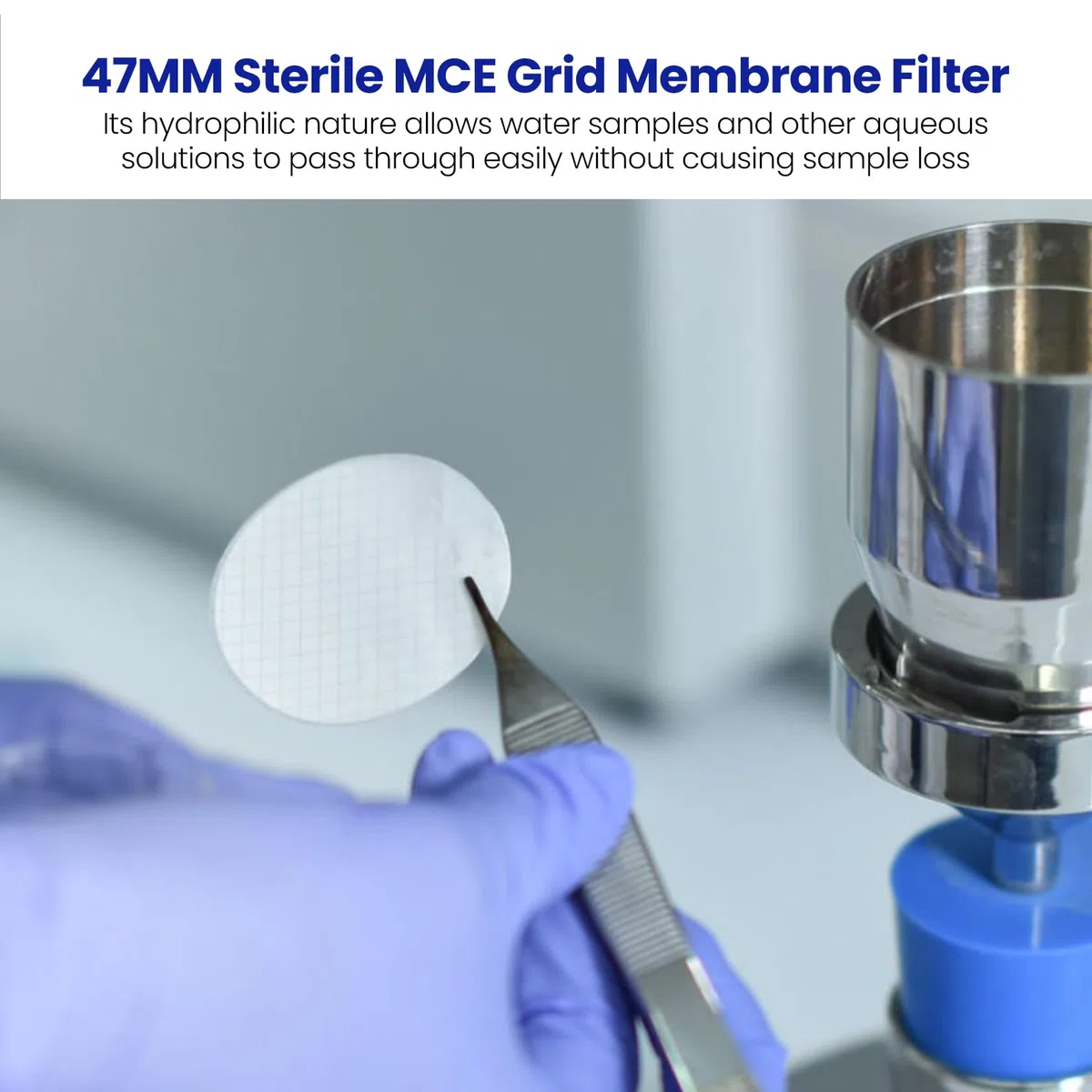 ALWSCI 100 Stück MCE Membranfilter, Labormembranfilter MCE Gittermembranfilter, Durchmesser: 47mm, Pore: 0.45μm, Einzeln verpackt Packung