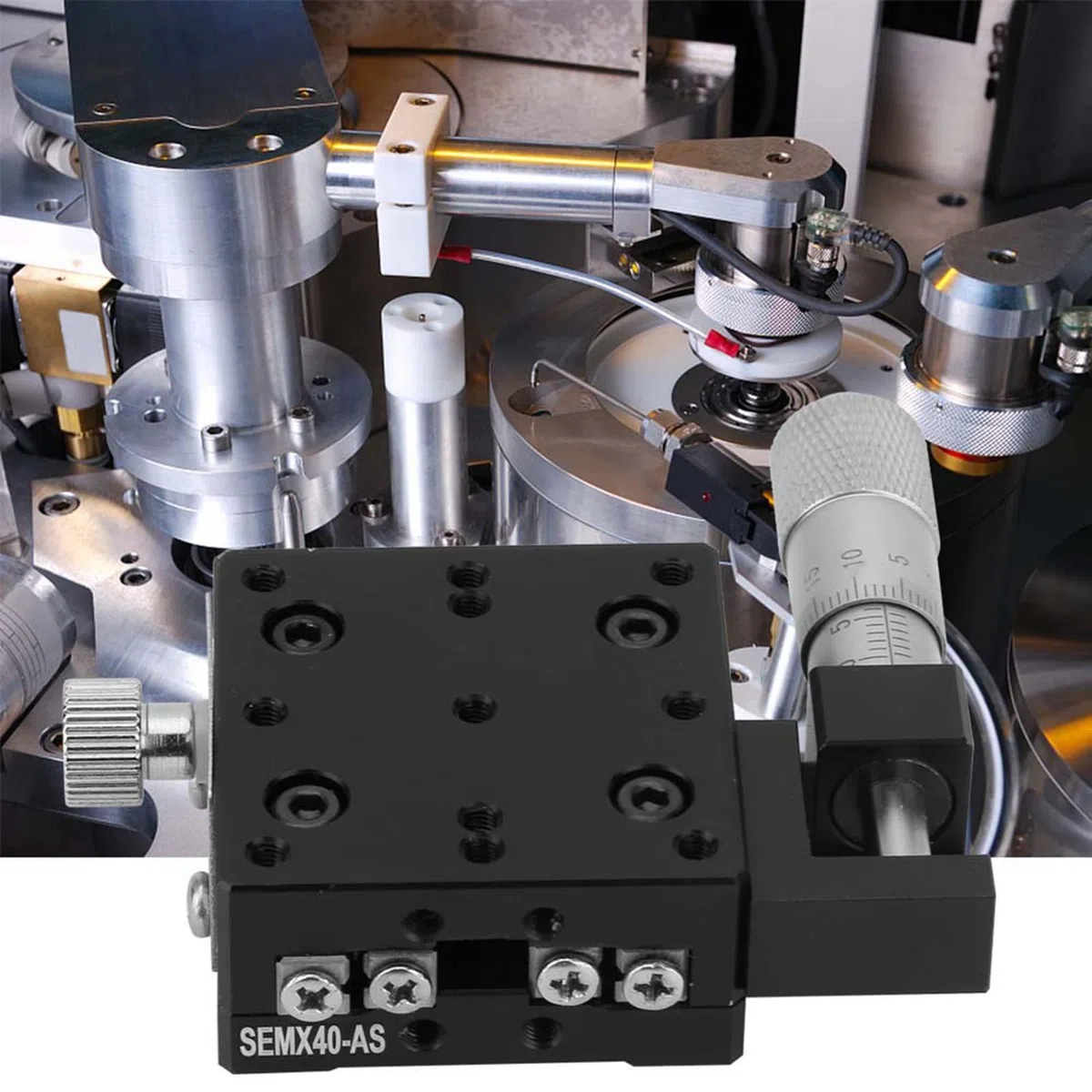 X Micrometer Manual Fine Tuning Cross Roller Präzision Lineare Stufen 40 * 40 mm schwarz anodierter Aluminiumlegierung Semx40-As