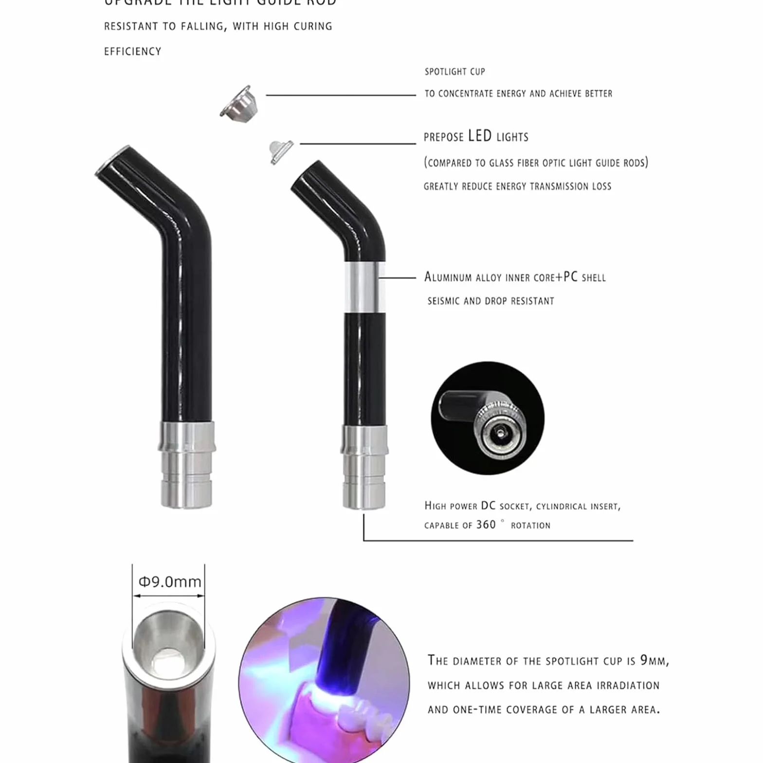 LED-UV-Härtungslicht Oral-LED-Lampe für Zahnsteinanwendung, starke Blinkmodi