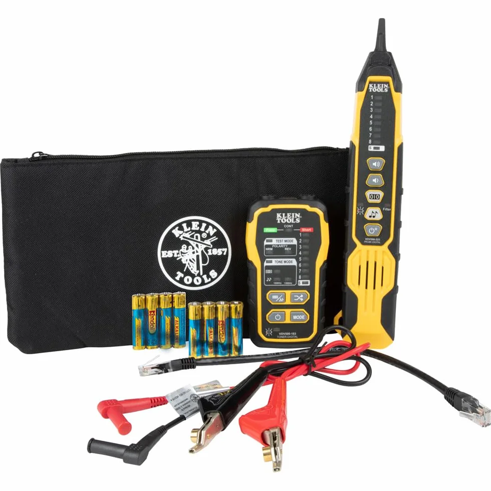 Klein Tools VDV500-920 | Digitales Ton- und Suchgerät Set | Leitungssucher für Netzwerk-, Koax- und Telefonkabel | Signalverfolgung mit Sonde | Profi Kabeltester