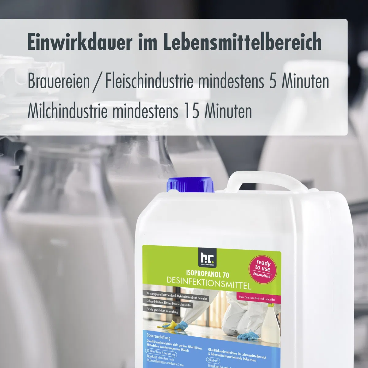 Höfer Chemie 5 L Zugelassenes Desinfektionsmittel für Oberflächen - anwendungsfertig - auch geeignet für Lebensmittelindustrie