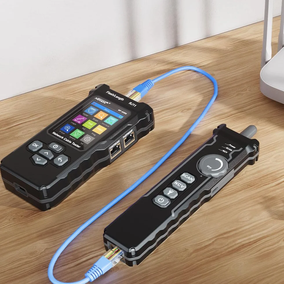 NF-8506 Netzwerk-Kabeltester mit IP-Scanner, TDR, PoE, Ping-Test und Netzwerkgeschwindigkeitstest - Ethernet-Kabeltoner für RJ11/RJ45/CAT5/CAT6 LAN, Telefonkabel-Finder und Port-Flash-Tool (NF-8506)