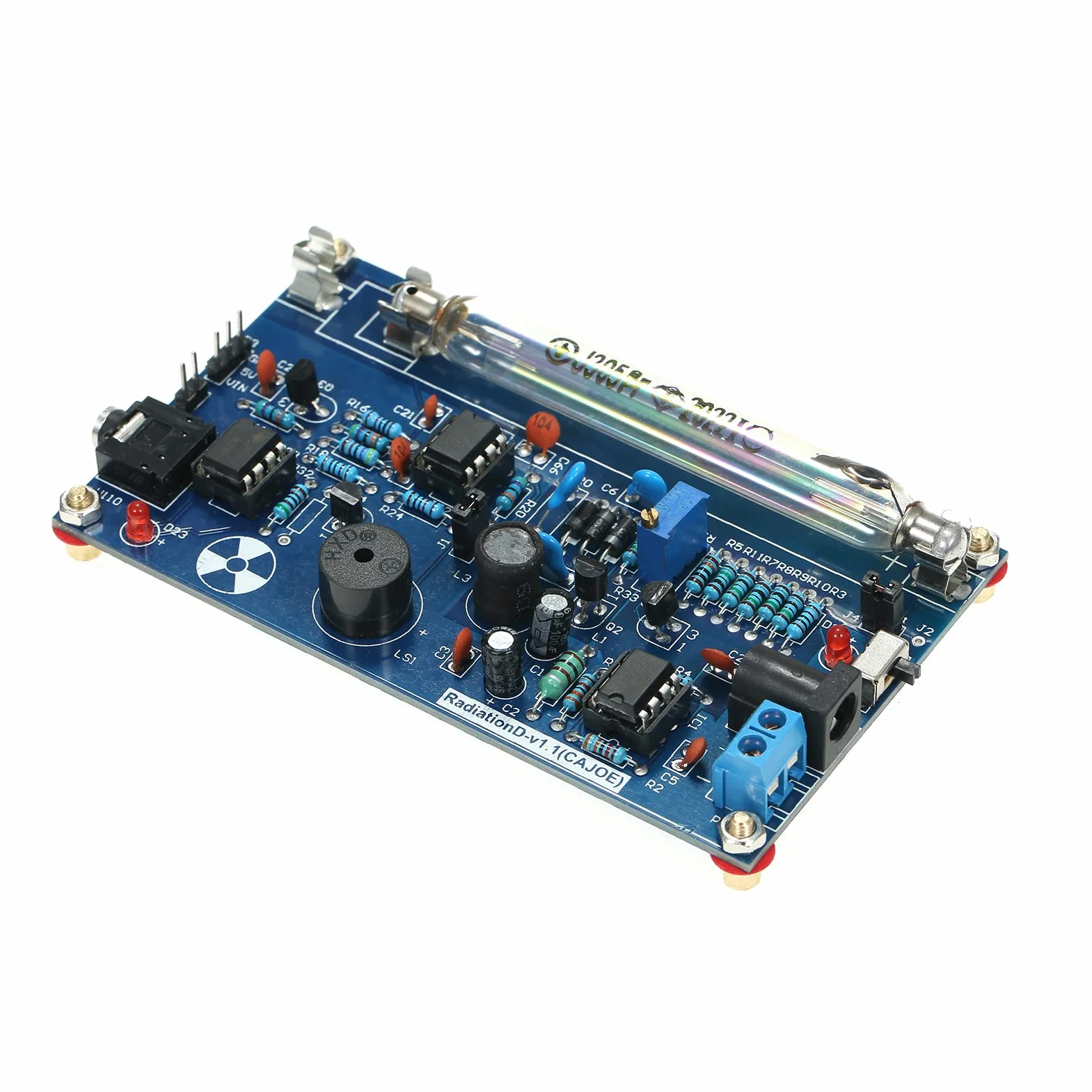 Shkalacar DIY Miller Tube Zusammengebautes Strahlungsdetektorsystem, Tube Nuclear Radiation Detector Geiger Counter Kit Module Experimental Module