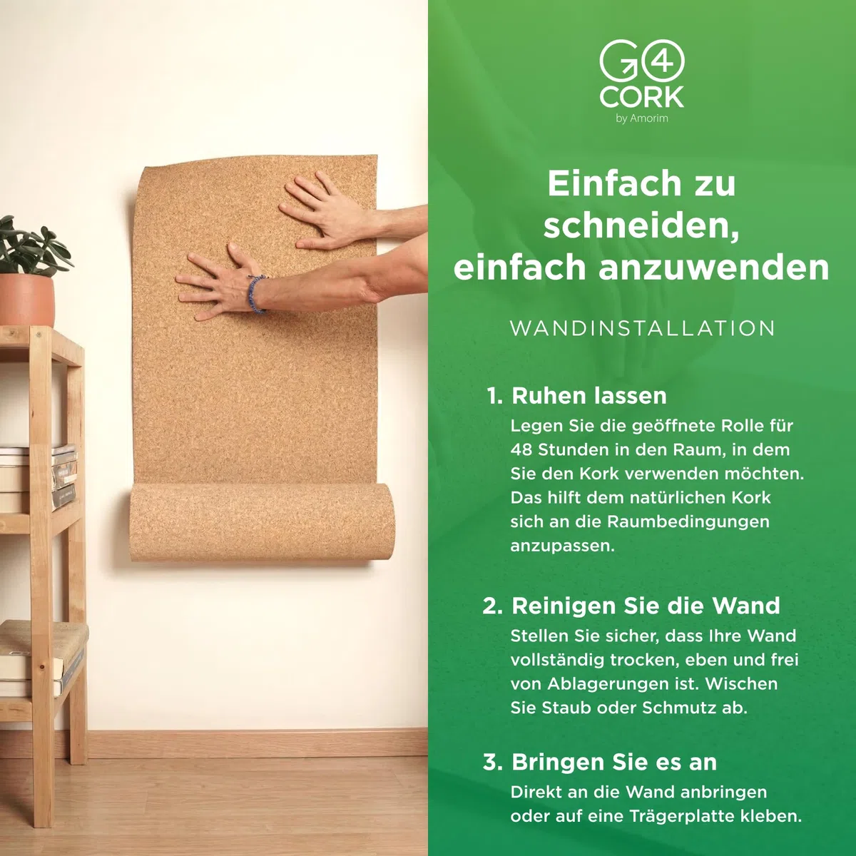 Go4Cork Extra große Korkrolle - 50 cm x 8 m | Doppelseitige Premium Öko- Kork Rolle | Vielseitig einsetzbar für Basteln & Zuhause, Klassenzimmer & Büro Deko | Rutschfest und leicht verwendbar