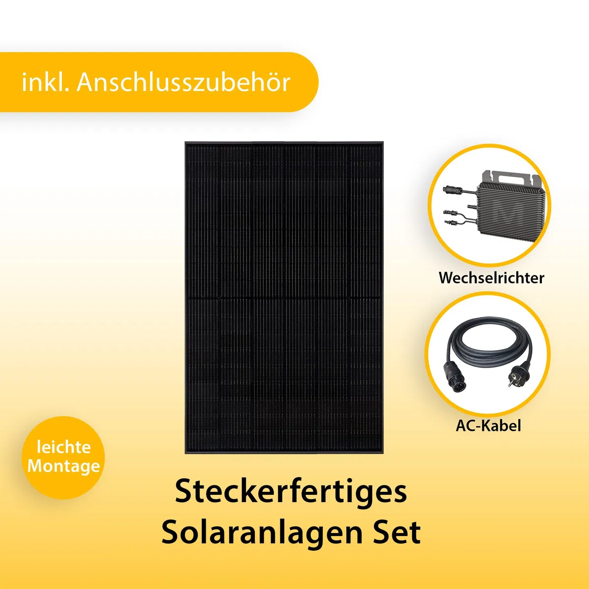 VALE Balkonkraftwerk Bifazial 450 Wp Full Black - Marstek-M2-800 Wechselrichter - Solaranlage - Hochwertiges Solarpanel Set - 3m AC-Kabel
