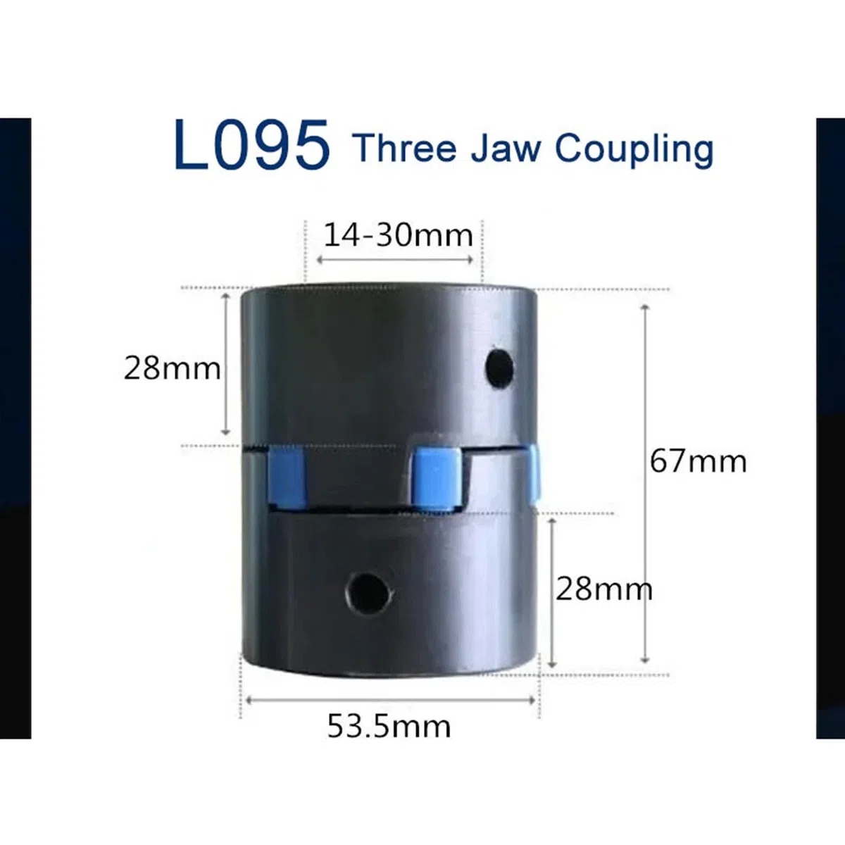 L095 D 53,5 L67 Drei Backen Motor Welle Atapter Übergang Kupplung Plum Koppler Clamp for CNC Graveur Hohe Drehmoment Motor 1Pcs(16x30mm)
