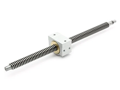 SET: Trapezgewindespindel TR 16x4 rechts einbaufertig 452mm inkl. Trapezgewindemutter Rotguss mit Gehäuse für Easy-Mechatronics System 1620B - L400