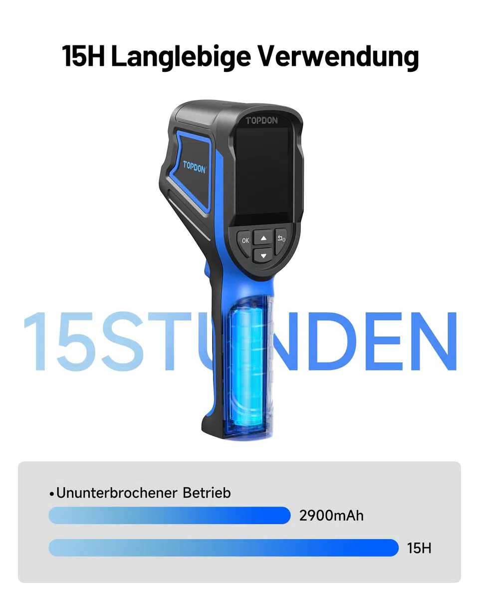 TOPDON TC004 Mini Wärmebildkamera, 240x240 IR-Auflösung Handheld Thermal Camera, 15-Stunden Akkulaufzeit, 25Hz Bildwiederholrate, -20℃ bis 450℃ Temperaturbereich, Hoch-/Tief-Temperaturalarm