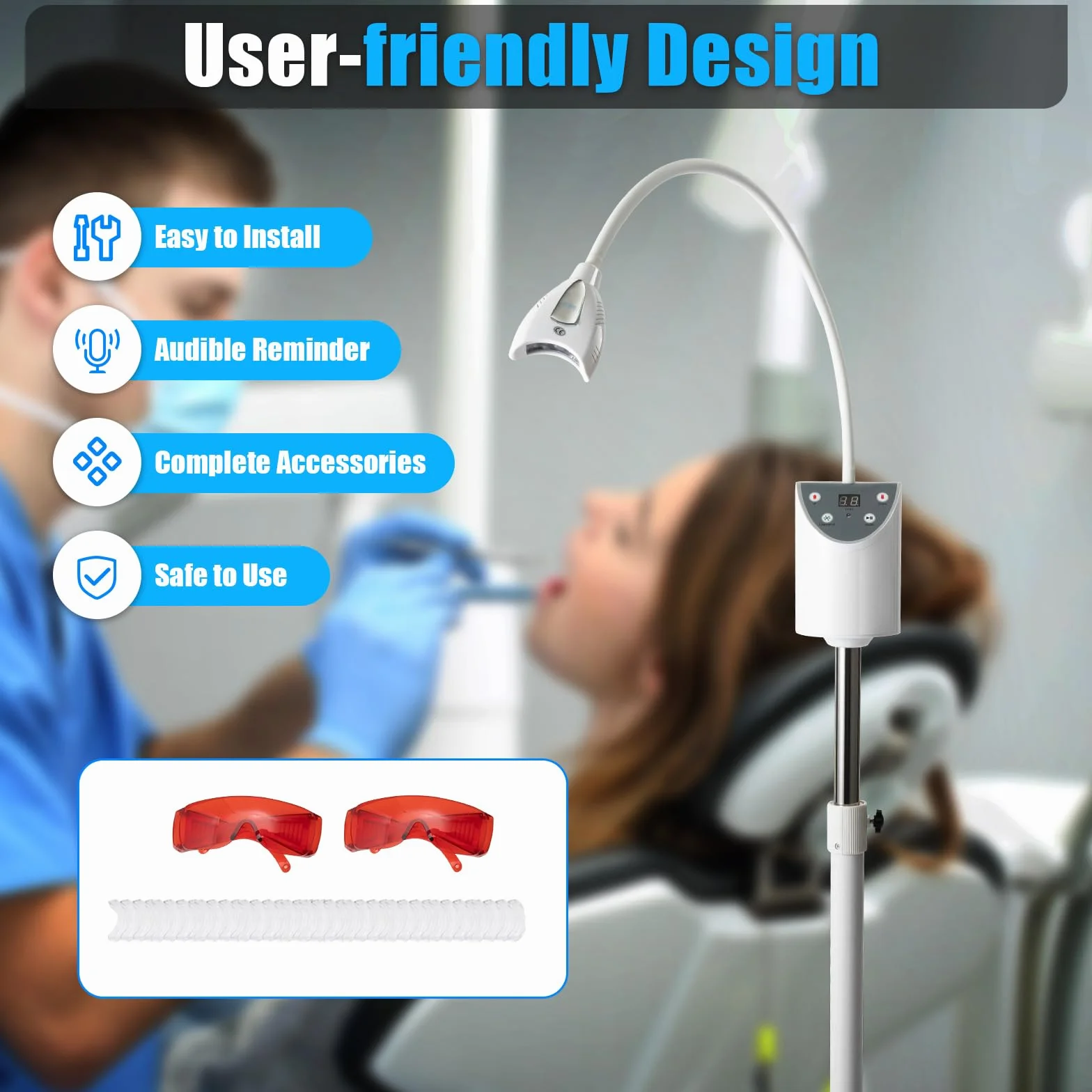 Dental Zahnaufhellung Licht LED Dental Zahnaufhellung Zahnweiß Lampe Zähne aufweißen Accelerator mit Touchscreen Winkel Digital Indicator Gerät Mobile Zähne Accelera Stand