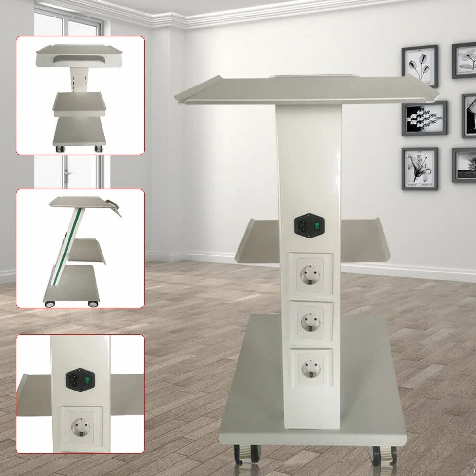 3 Ebene Tragbar Rollwagen Zahntechnik Schönheits Gerätewagen Dental Trolley Cart Medical Dental Lab Cart Transportwagen Rollwagen Medizinisch, Universalräder, 2 Fußbremsen